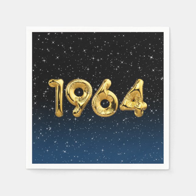 Guardanapo De Papel Balões De Aniversário De 1964 Em Estrelas (Frente)
