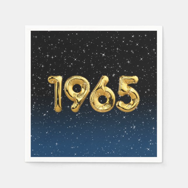 Guardanapo De Papel Balões De Aniversário De 1965 Em Estrelas Napkins (Frente)
