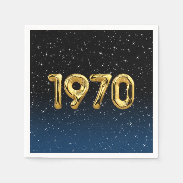 Guardanapo De Papel Balões De Aniversário De 1970 Em Estrelas (Frente)