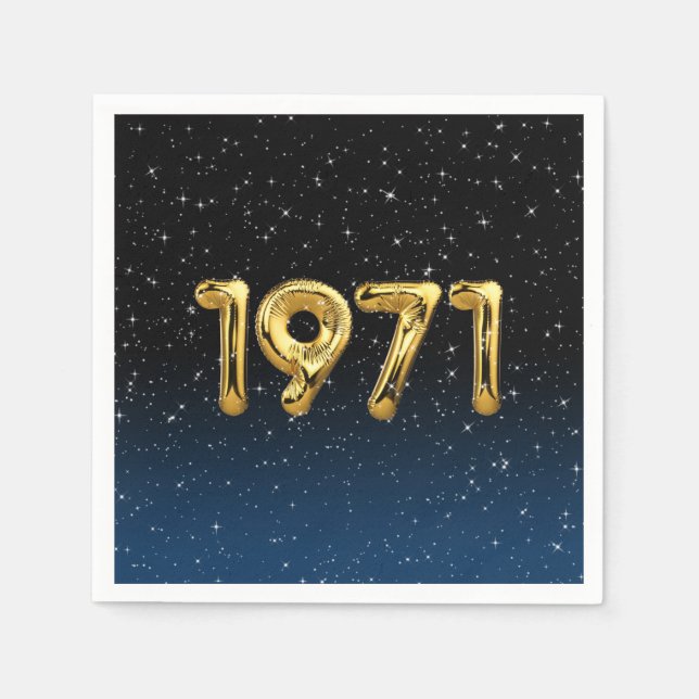 Guardanapo De Papel Balões De Aniversário De 1971 Em Estrelas Napkins (Frente)