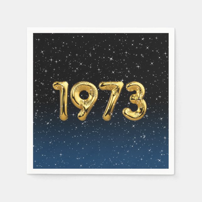 Guardanapo De Papel Balões De Aniversário De 1973 Em Estrelas Napkins (Frente)