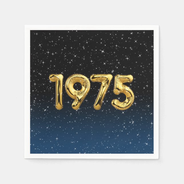 Guardanapo De Papel Balões De Aniversário De 1975 Em Estrelas (Frente)