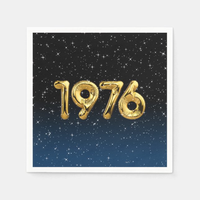 Guardanapo De Papel Balões De Aniversário De 1976 Em Estrelas (Frente)