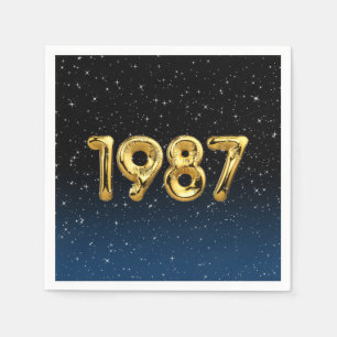 Guardanapo De Papel Balões De Aniversário De 1987 Em Estrelas
