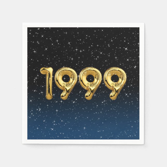 Guardanapo De Papel Balões De Aniversário De 1999 Em Estrelas (Frente)