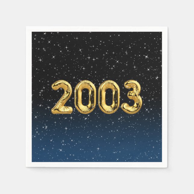 Guardanapo De Papel Balões De Aniversário De 2003 Em Estrelas (Frente)