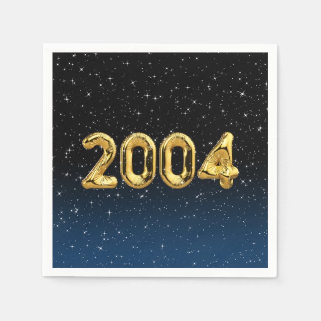 Guardanapo De Papel Balões De Aniversário De 2004 Em Estrelas (Frente)