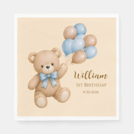 Guardanapo De Papel Balões de Aniversário de Urso de Pelúcia Personali