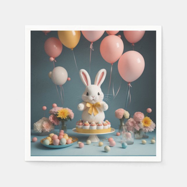 Guardanapo De Papel balões de bolos de coelho (Frente)