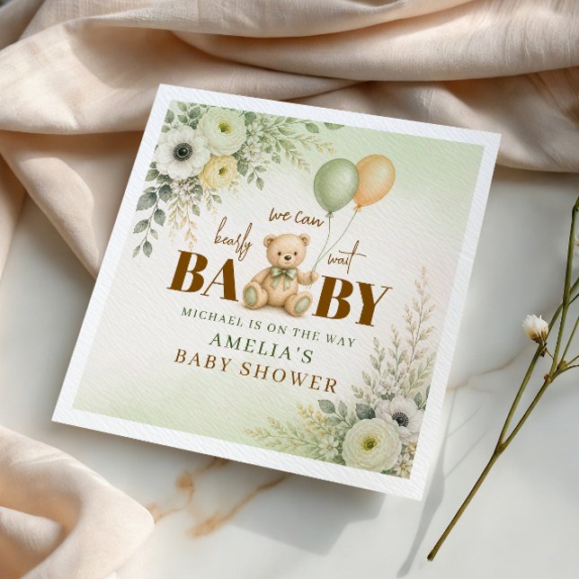 Guardanapo De Papel Balões de Churrasco de Urso de Pelúcia Boho (Criador carregado)