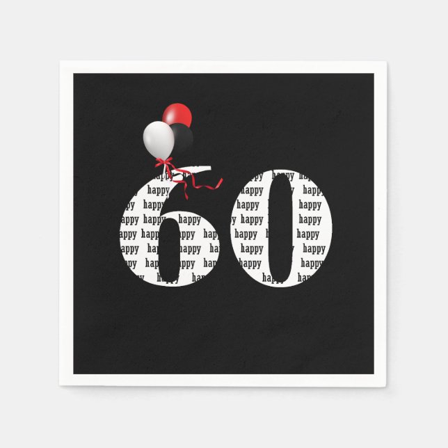 Guardanapo De Papel balões de festa de 60 anos (Frente)