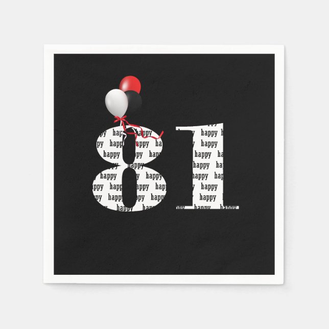 Guardanapo De Papel Balões de Festa de aniversário 81 (Frente)