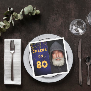 Guardanapo De Papel Balões de ouro 80 festa de aniversário  azul