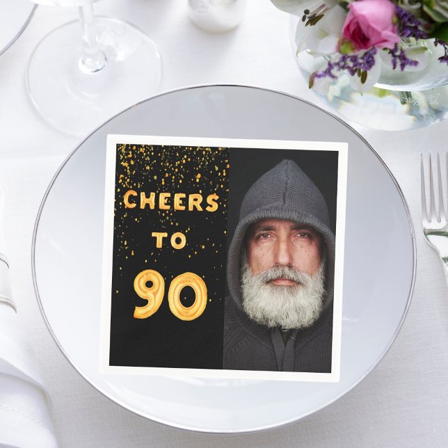 Guardanapo De Papel Balões de ouro de festa de aniversário 90 (Criador carregado)