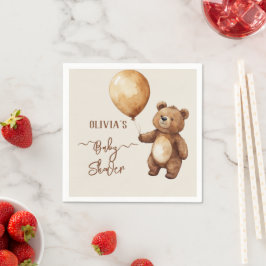 Guardanapo De Papel Balões de Urso Nuvens Esperam Chá de fraldas Brilh