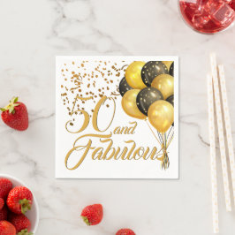 Guardanapo De Papel Balões Dourados de Confetti Elegante 50º Aniversár