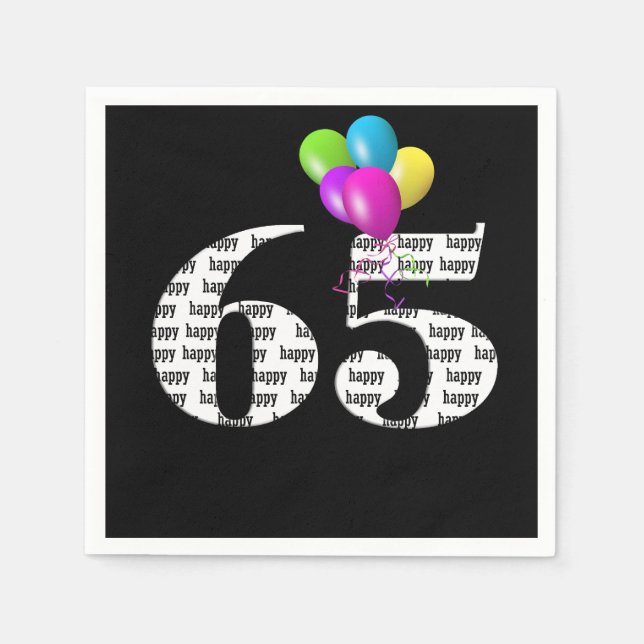 Guardanapo De Papel balões para festa de 65 anos (Frente)