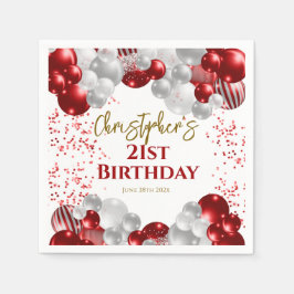 Guardanapo De Papel Balões Vermelhos do Partido aniversário de 21 anos