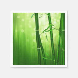 Guardanapo De Papel Bambu verde com luzes pálidas de Bokeh na parte