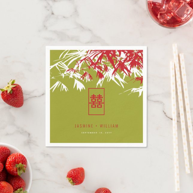 Guardanapo De Papel Bambu Vermelho/Verde Deixa Casamento Chinês Duplo  (Insitu)