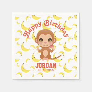 Guardanapo De Papel Banana Baby Monkey Parabéns