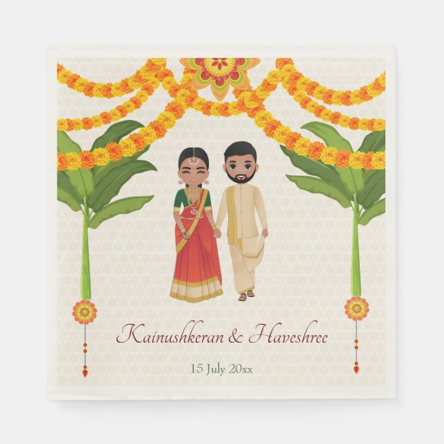 Guardanapo De Papel Banana de marigolos de casamento de Telugu Tamil (Frente)