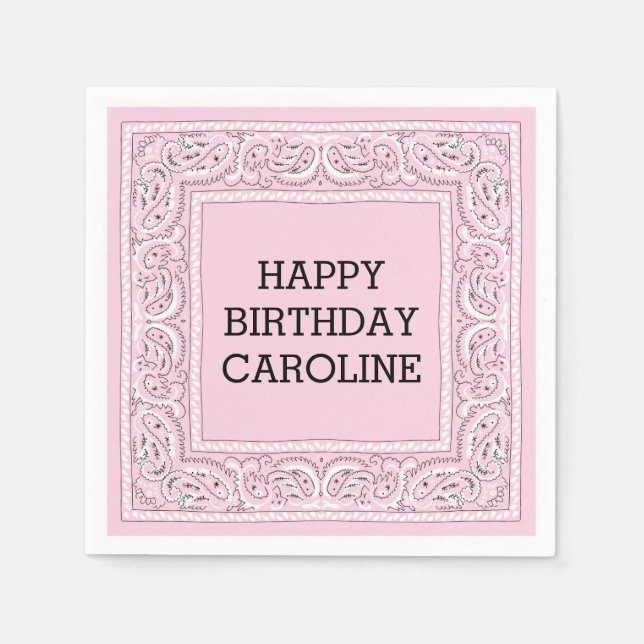 Guardanapo De Papel Bandana rosa | Cocktail Napkin (Frente)