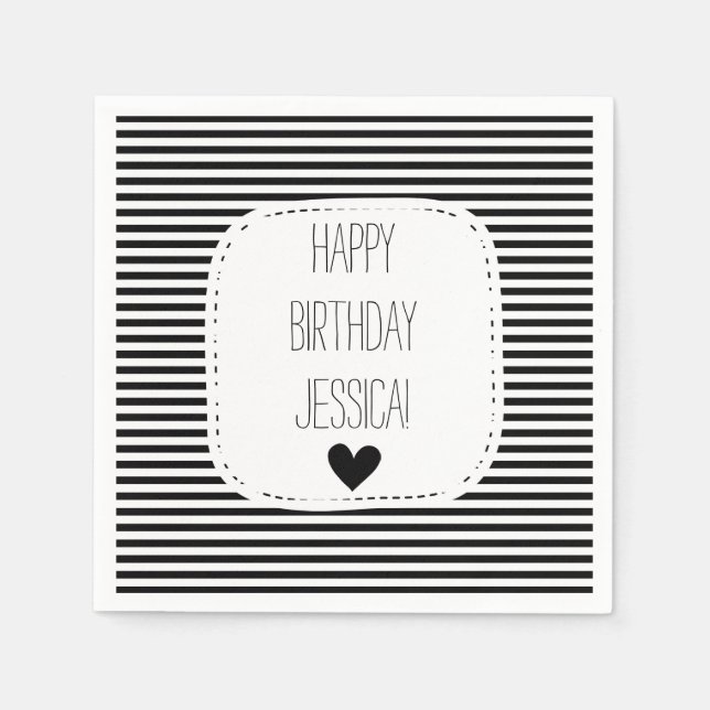 Guardanapo De Papel Bandas brancas e pretas (Frente)