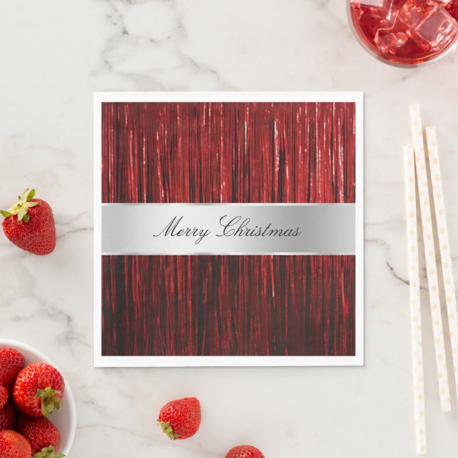Guardanapo De Papel Bandas de Tinsel com Grelha Vermelha (Insitu)