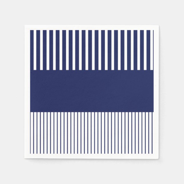 Guardanapo De Papel Bandas Pop de cor - Azul e Branco (Frente)