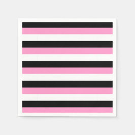 Guardanapo De Papel Bandas Pretas, Brancas e Rosa