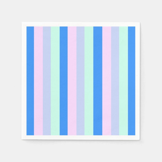 Guardanapo De Papel Bandas verdes azuis, Lavandas, Rosa e Pastel (Frente)