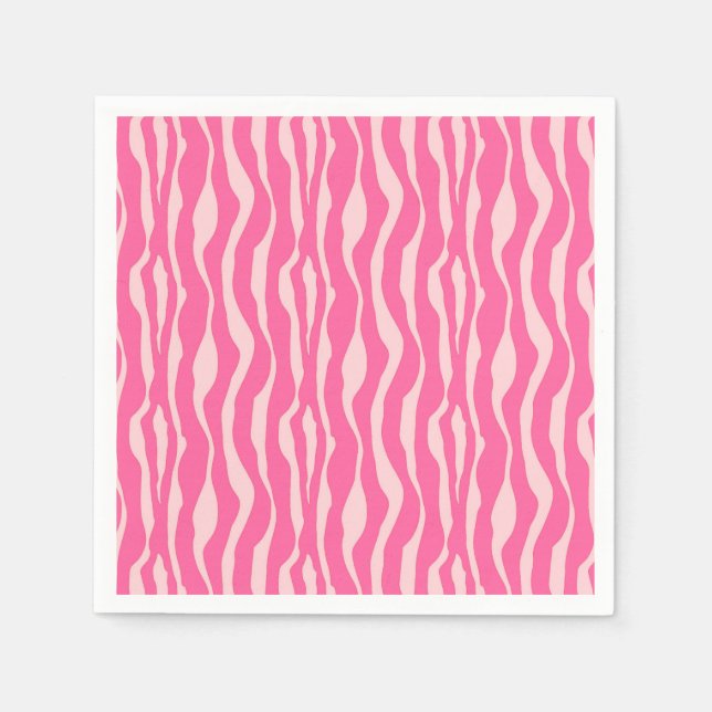 Guardanapo De Papel Bandas-zebra - Fúcsia e rosas claro (Frente)
