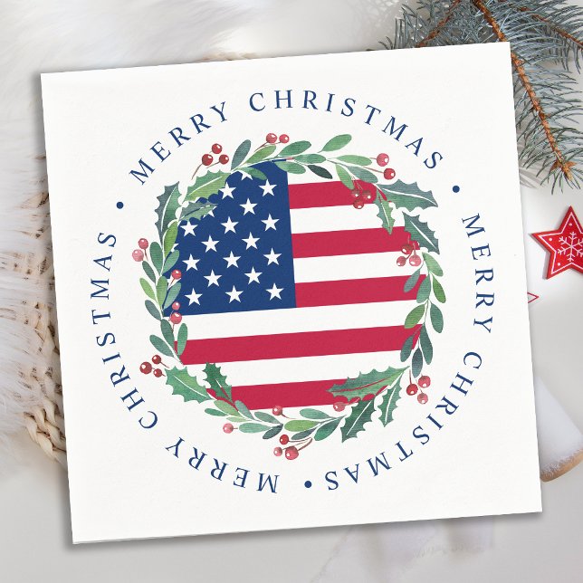 Guardanapo De Papel Bandeira Americana de Natal Patriótica (Criador carregado)