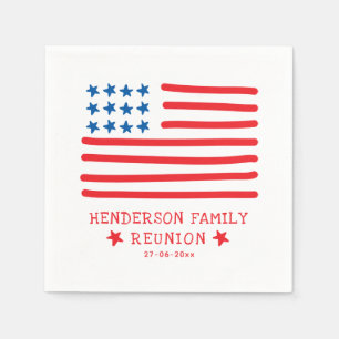 Guardanapo De Papel Bandeira Americana Desenhada à Mão - Reunião Famil