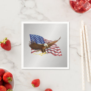 Guardanapo De Papel Bandeira Americana e Águia Prata
