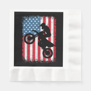 Guardanapo De Papel Bandeira Americana Moto Cross Biker Homens Meninos