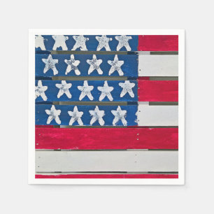 Guardanapo De Papel Bandeira Americana Pintada Em Palete De Madeira
