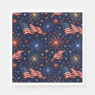 Guardanapo De Papel Bandeira com Padrão de Fogos de Artifício Patrióti