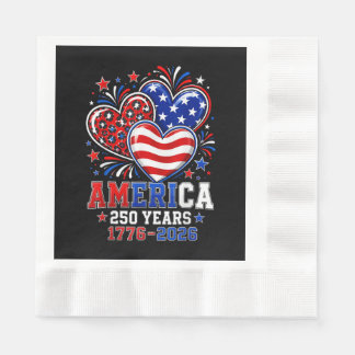 Guardanapo De Papel Bandeira da América do 250º Aniversário Coração 25