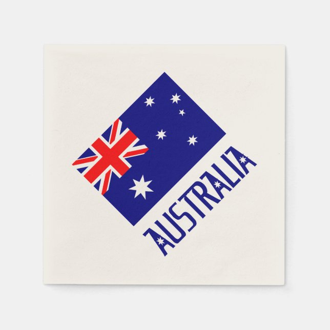 Guardanapo De Papel Bandeira da Austrália e Palavra (Frente)