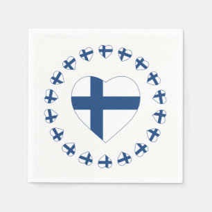 GUARDANAPO DE PAPEL BANDEIRA DA FORMA DO CORAÇÃO DE SUOMI FINLANDIA