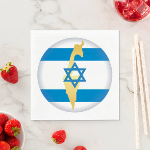Guardanapo De Papel Bandeira de Israel e Mapa Emblema Estrela de Davi