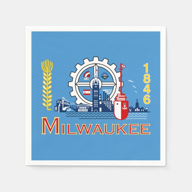 Guardanapo De Papel Bandeira de Milwaukee, Wisconsin Napkins (Frente)