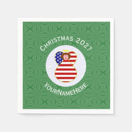 Guardanapo De Papel Bandeira de Natal do Anjo de Cabelo Vermelho dos E