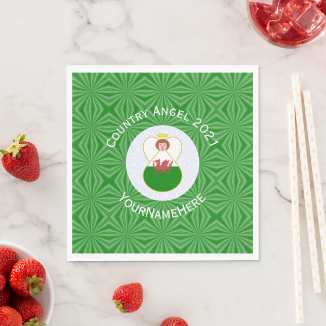 Guardanapo De Papel Bandeira de Natal Personalizada Anjo Galês (Insitu)