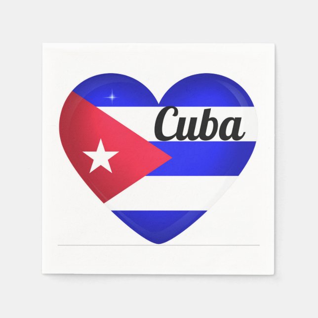 Guardanapo De Papel Bandeira do Coração de Cuba (Frente)