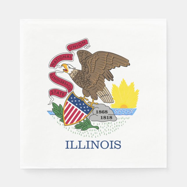 Guardanapo De Papel Bandeira do Estado de Illinois (Frente)