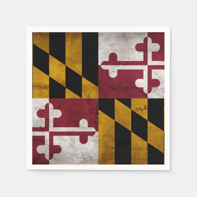 Guardanapo De Papel Bandeira do Estado de Maryland, na Vintage Weather (Frente)