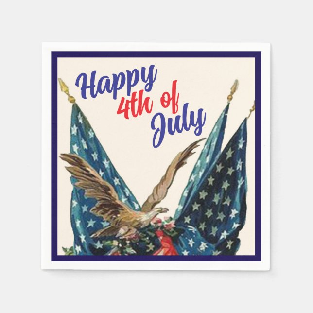 Guardanapo De Papel Bandeira e Águia Patriótica 4º de julho Partido Co (Frente)